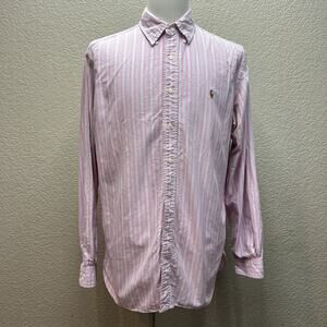 VTG Ralph Lauren Men’s Stripe Button Down Up Cotton Shirt Classic Fit XL